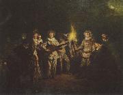 Jean antoine Watteau Die italienische Komodie Spain oil painting artist